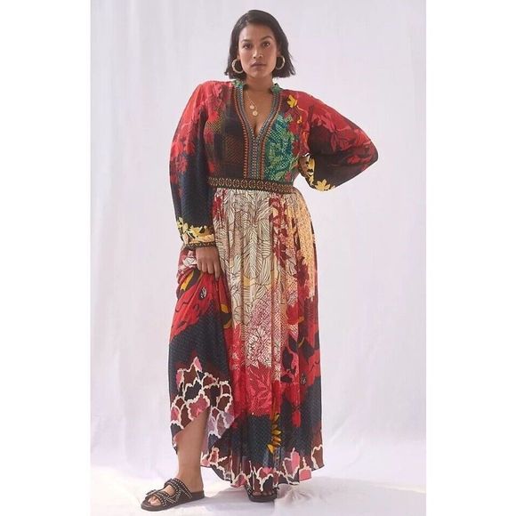 New Anthropologie We Select Dresses Bhanuni by Jyoti Patterned Maxi Dress Size 0 - Picture 2 of 9